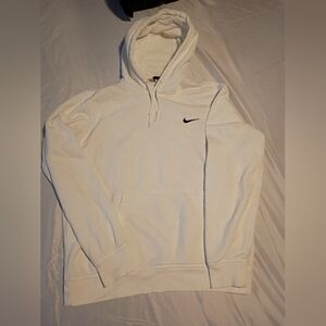 Nike White Pullover Hoodie With Embroidered Nike Logo